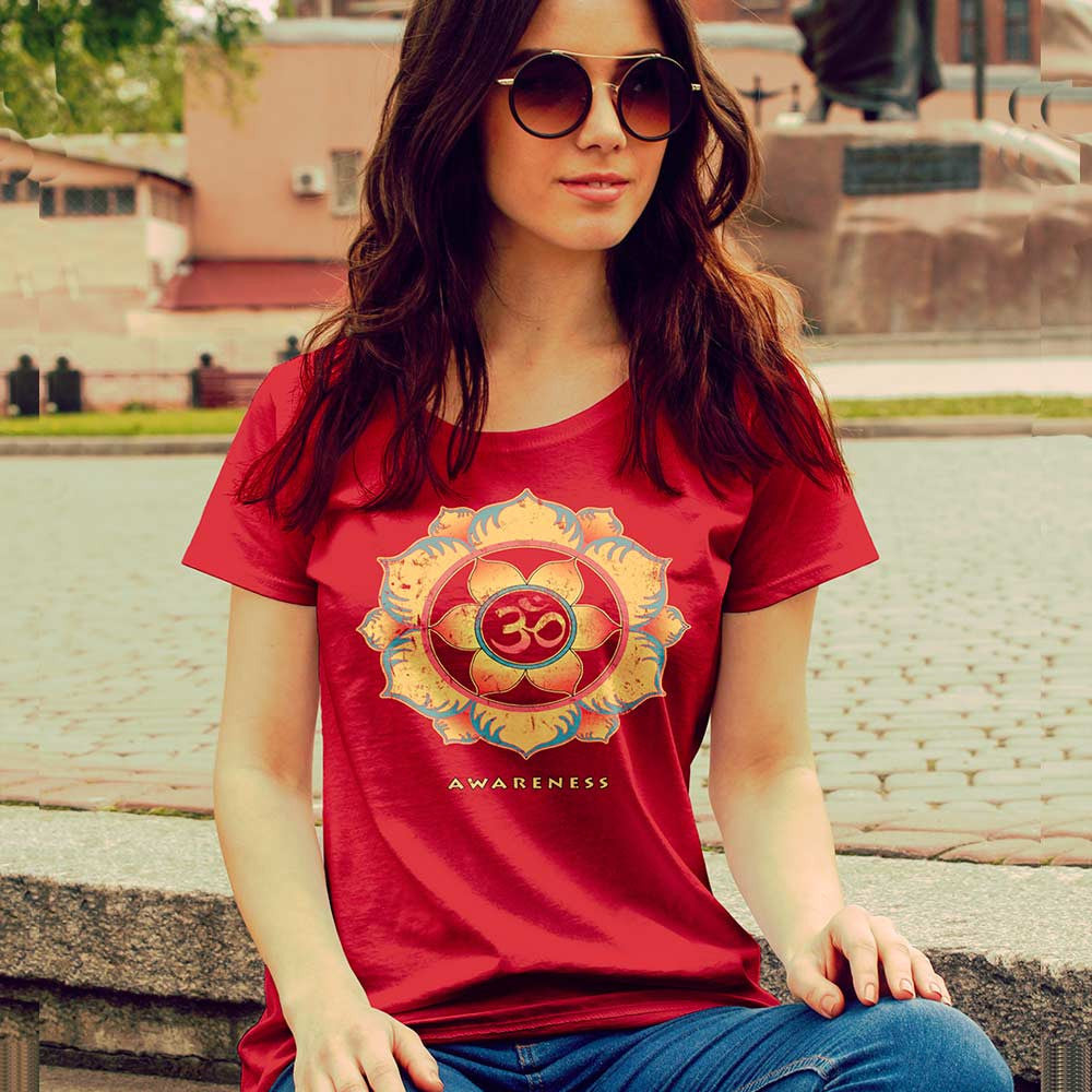 Awareness women's spiritual yoga t-shirt by Sushila Oliphant for Apparel for the Spirit