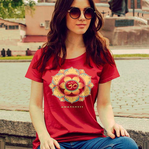 Awareness women's spiritual yoga t-shirt by Sushila Oliphant for Apparel for the Spirit