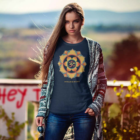 Awareness women's spiritual yoga t-shirt by Sushila Oliphant for Apparel for the Spirit