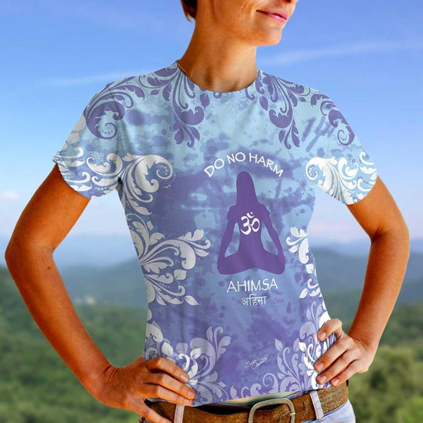 yoga themed women's t-shirt by Sushila Oliphant
