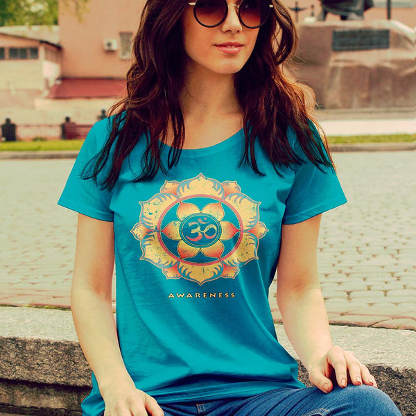 Awareness women's spiritual yoga t-shirt by Sushila Oliphant for Apparel for the Spirit