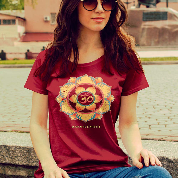 Awareness women's spiritual yoga t-shirt by Sushila Oliphant for Apparel for the Spirit