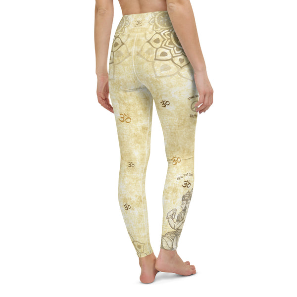 Yoga pants with Hindu God Brahman by Sushila Oliphant for Apparel for the Spirit.