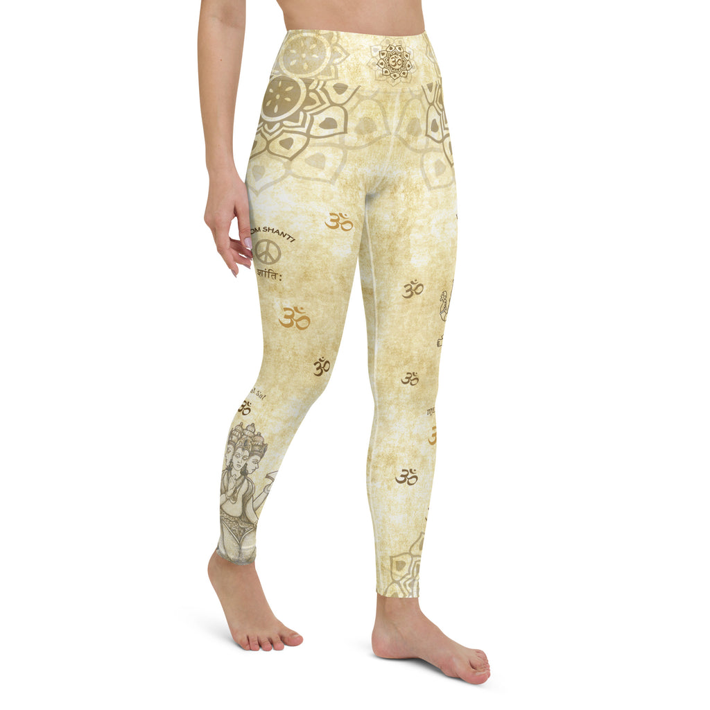 Yoga pants with Hindu God Brahman by Sushila Oliphant for Apparel for the Spirit.