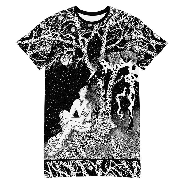 Communing with Nature t-shirt dress made for the nature and horse lover. Artist Sushila Oliphant with Apparel for the Spirit.