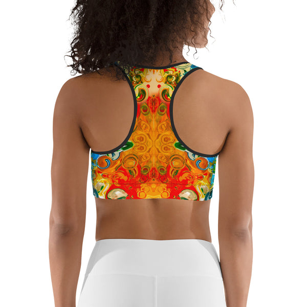 Yoga Sports bra with a Celtic vibe for yoga, hot yoga, gym workouts and meditation classes. Designer Sushila Oliphant.