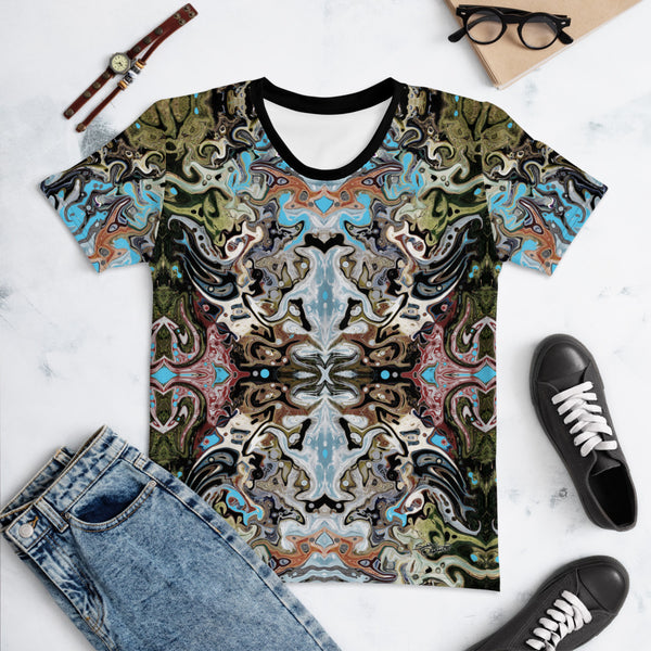 Women's cool yoga tee with a Celtic or Eastern flair. Designed by Sushila Oliphant, Apparel for the Spirit.