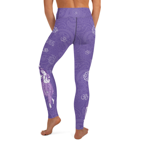Yoga pants with Hindu Lord Krishna and Radha by Sushila Oliphant for Apparel for the Spirit.
