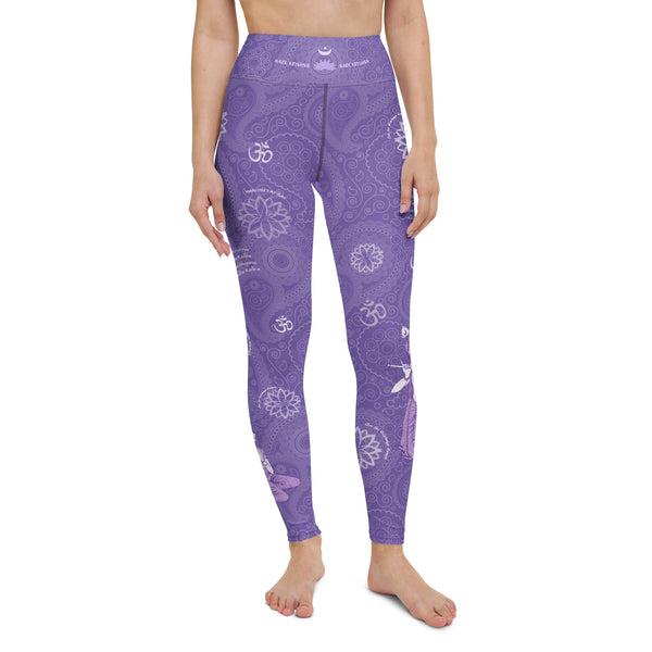 Yoga pants with Hindu Lord Krishna and Radha by Sushila Oliphant for Apparel for the Spirit.