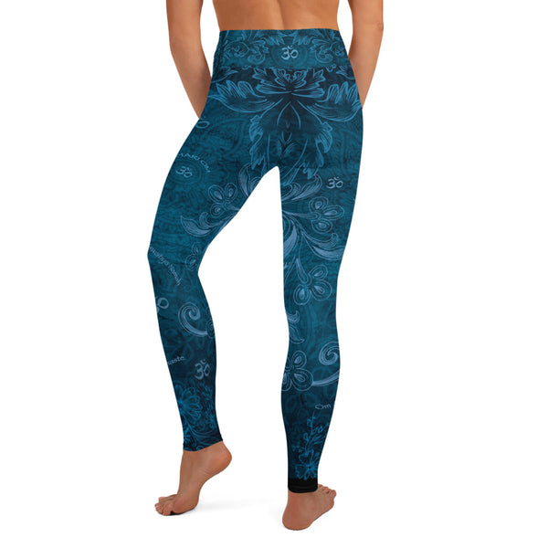 Yoga pants with Hindu Goddess Saraswati by Sushila Oliphant for Apparel for the Spirit.
