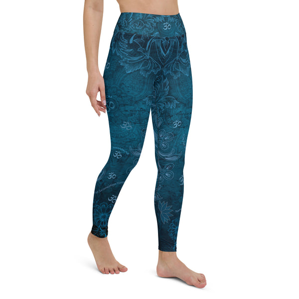 Yoga pants with Hindu Goddess Saraswati by Sushila Oliphant for Apparel for the Spirit.