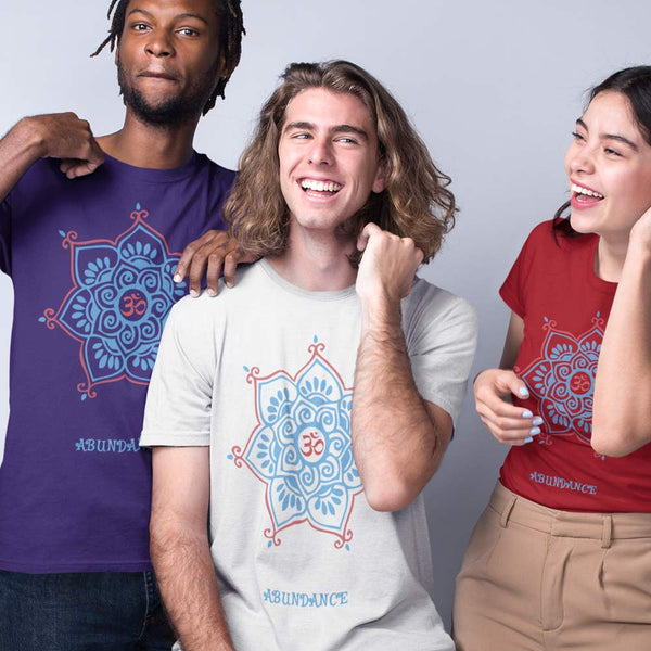 Abundance Mandala t-shirt for spiritual prosperity designed by Sushila Oliphant, apparel for the spirit.