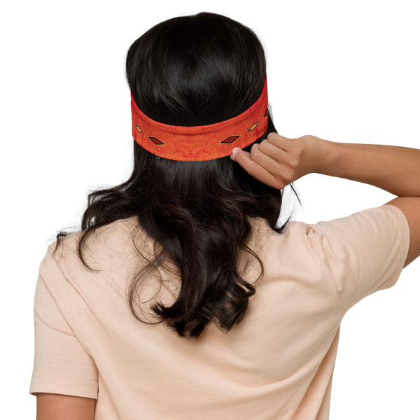 White Buffalo headband - great for gym workouts or yoga classes. Native American theme. Artist, Sushila Oliphant with Apparel for the Spirit.