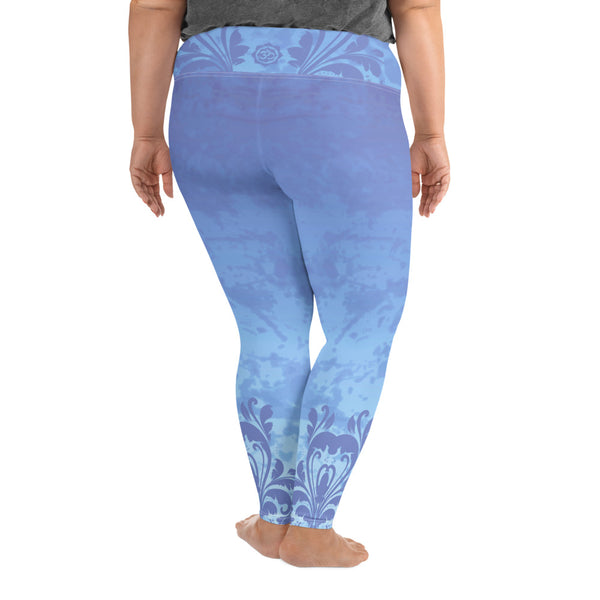 Om Shanti Plus Size Yoga Pants, beautiful, lavender and om signs, mystical vibe by Sushila Oliphant with Apparel for the Spirits!