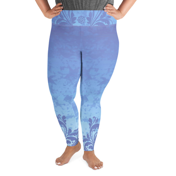 Om Shanti Plus Size Yoga Pants, beautiful, lavender and om signs, mystical vibe by Sushila Oliphant with Apparel for the Spirits!