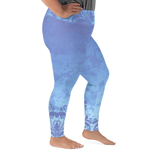 Om Shanti Plus Size Yoga Pants, beautiful, lavender and om signs, mystical vibe by Sushila Oliphant with Apparel for the Spirits!