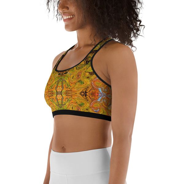 Yoga sports bra with an Eastern flair by Sushila Oliphant, Apparel for the Spirit.