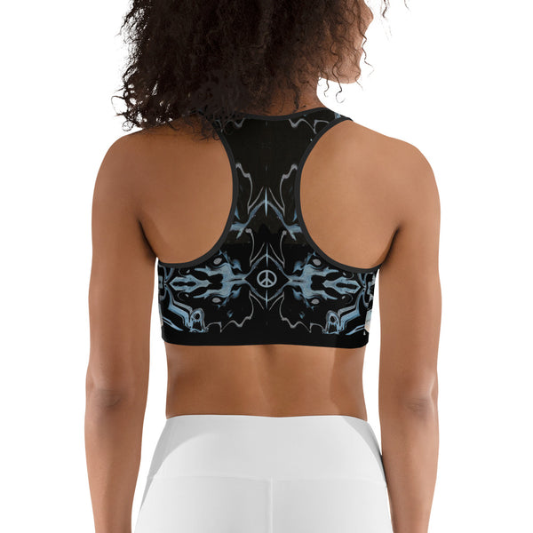 Yoga Sports Bra - Eclectic Arabic design with an Eastern vibe. Get the perfect bra for your yoga asanas or gym workouts! Sushila Oliphant with Apparel for the Spirit.