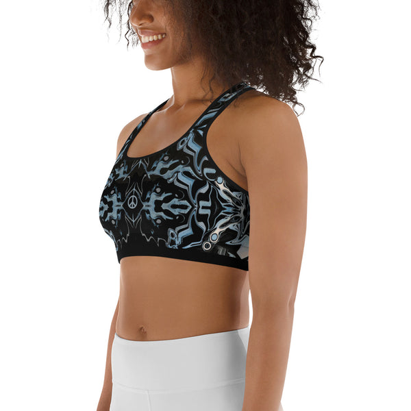 Yoga Sports Bra - Eclectic Arabic design with an Eastern vibe. Get the perfect bra for your yoga asanas or gym workouts! Sushila Oliphant with Apparel for the Spirit.