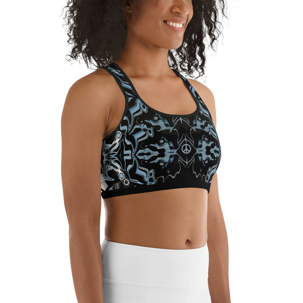 Yoga Sports Bra - Eclectic Arabic design with an Eastern vibe. Get the perfect bra for your yoga asanas or gym workouts! Sushila Oliphant with Apparel for the Spirit.