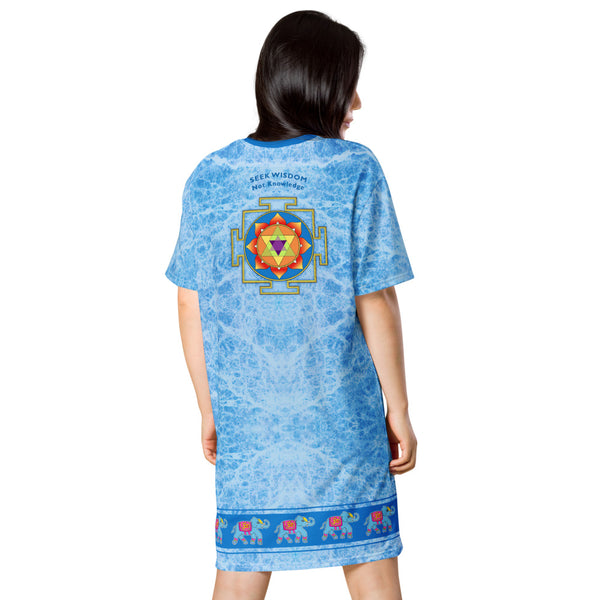 Ganesha, a very cool t-shirt dress, available in plus sizes. This Hindu Diety is known for removing obstacles and promoting prosperity, both spiritual and physical.. Artist Sushila Oliphant with Apparel for the spirit.