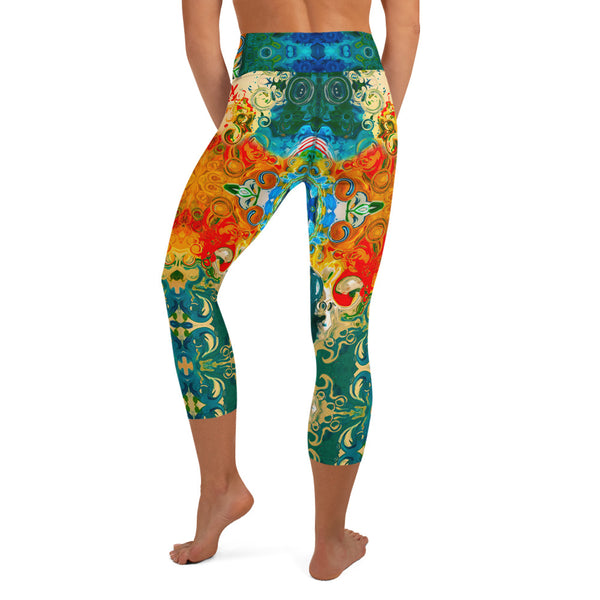 Capris leggings wear to workouts at the gym, yoga classes designer Sushila Oliphant for Apparel for the Spirit.