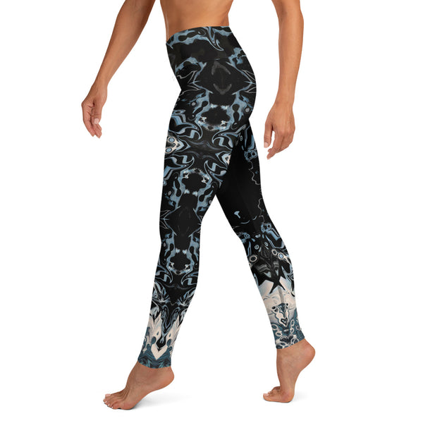 Women's yoga pants with unique Eastern design and peace sign by Sushila Oliphant, Apparel for the Spirit.