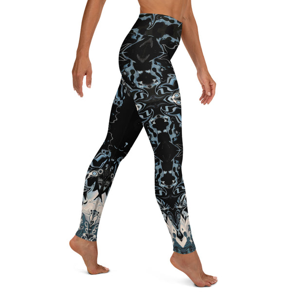 Women's yoga pants with unique Eastern design and peace sign by Sushila Oliphant, Apparel for the Spirit.