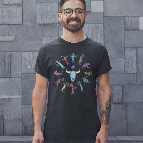 men's Native American themed t-shirt by Sushila Oliphant
