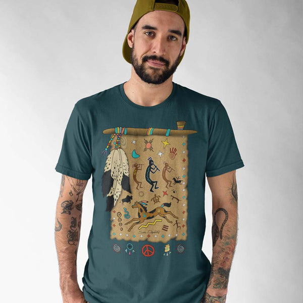 men's Native American themed t-shirt by Sushila Oliphant