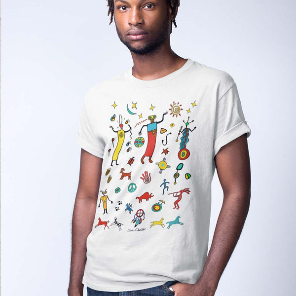 men's Native American themed t-shirt by Sushila Oliphant