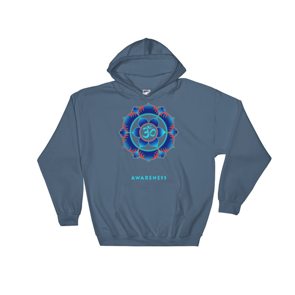 Awareness of higher consciousness with an om sign in the center of a lotus. Hoodie designed by Sushila Oliphant