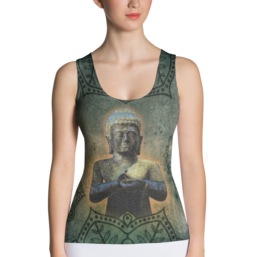 Buddha yoga tank top by Sushila Oliphant for Apparel for the Spirit.