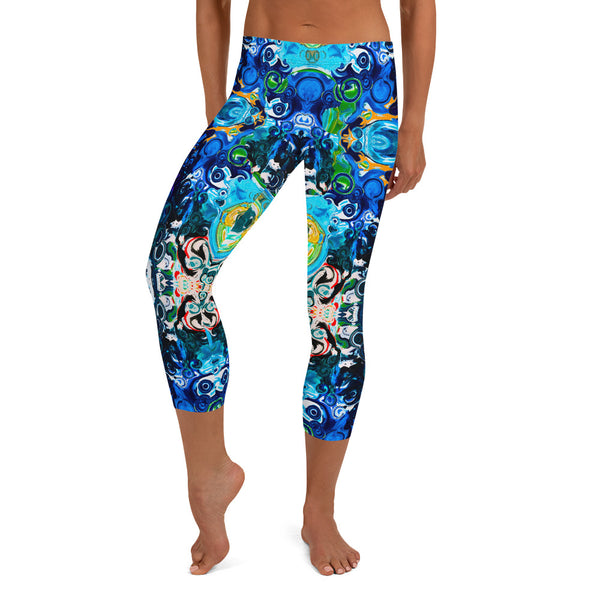 Capris leggings Cosmic Energy wear to workouts at the gym, yoga classes designer Sushila Oliphant.
