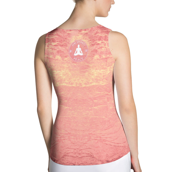 yoga tank top with lotus, om sign, peace by Sushila Oliphant