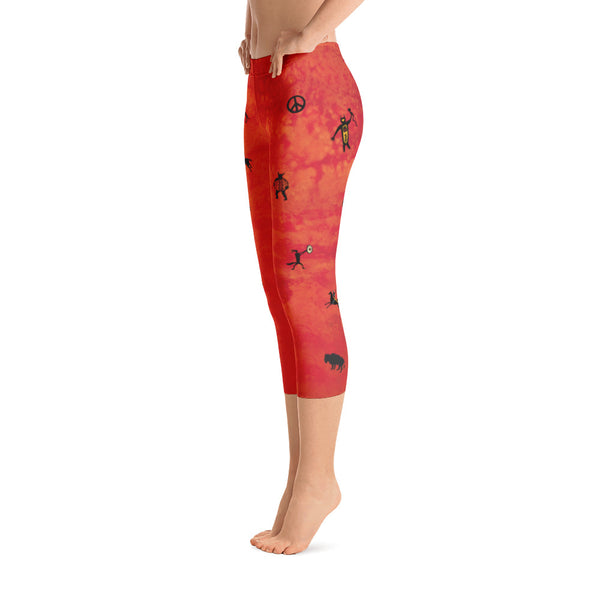 Shamanic themed capri leggings great for yoga and gym workouts! Designed by Sushila Oliphant, Apparel for the Spirit.
