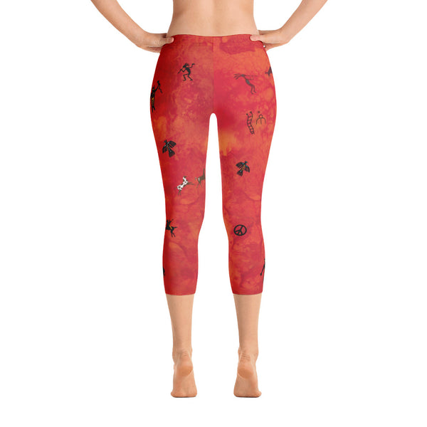 Shamanic themed capri leggings great for yoga and gym workouts! Designed by Sushila Oliphant, Apparel for the Spirit.