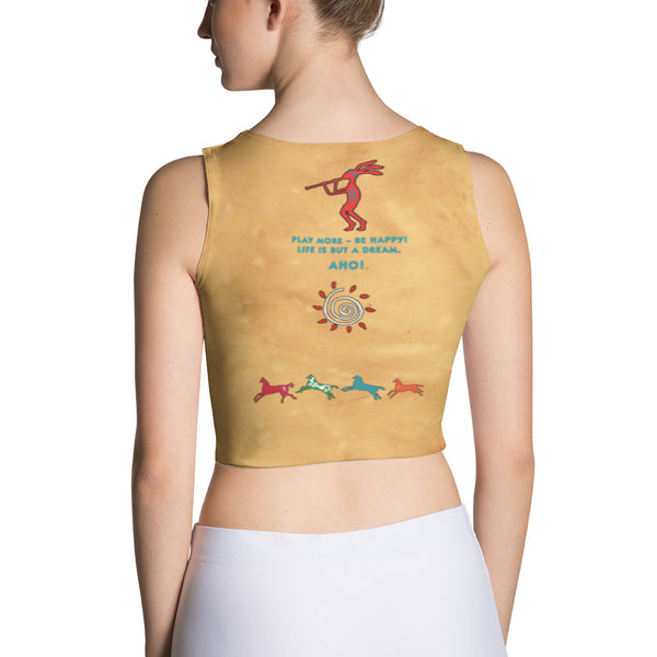 Native American yoga crop top by Sushila Oliphant