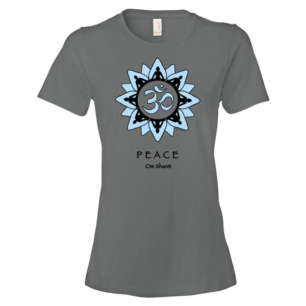 yoga themed women's peace t-shirt by Sushila Oliphant for Apparel for the Spirit.