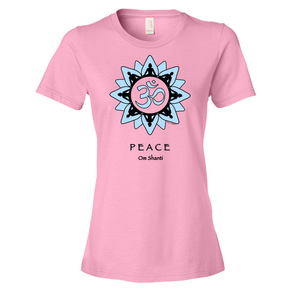 yoga themed women's peace t-shirt by Sushila Oliphant for Apparel for the Spirit.