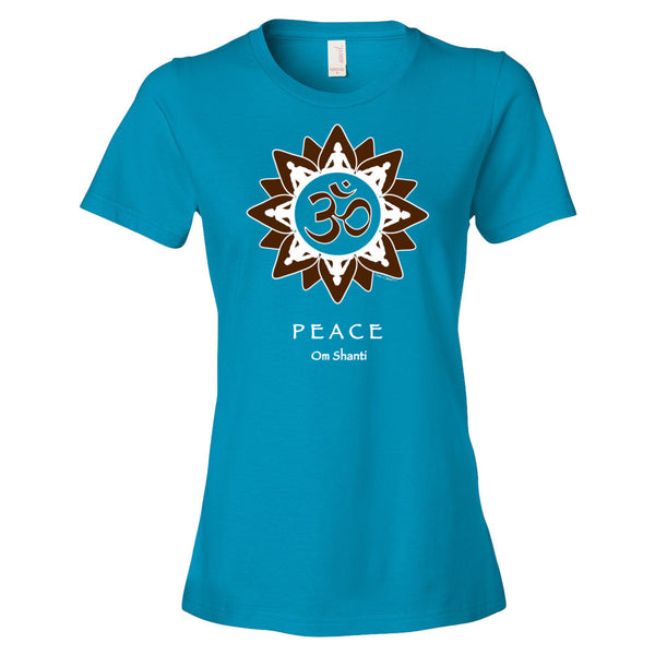 yoga themed women's peace t-shirt by Sushila Oliphant for Apparel for the Spirit.