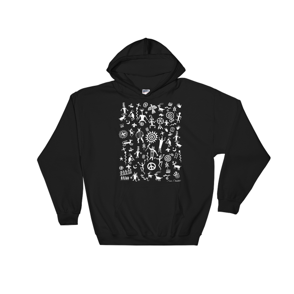 Native American Indian rock art on hoodie