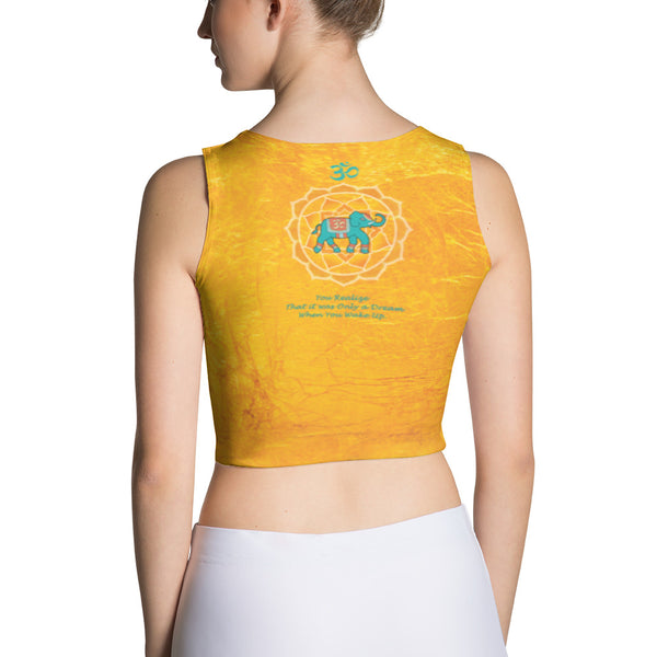 yoga crop top with lotus, om sign, peace by Sushila Oliphant
