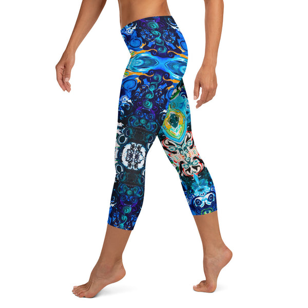 Capris leggings Cosmic Energy wear to workouts at the gym, yoga classes designer Sushila Oliphant.
