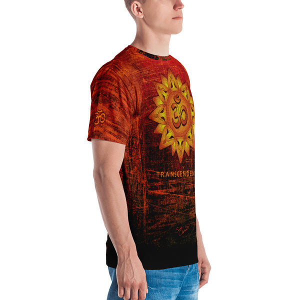 Spiritual, men's yoga t-shirt, om sign and lotus by Sushila Oliphant for Apparel for the Spirit.