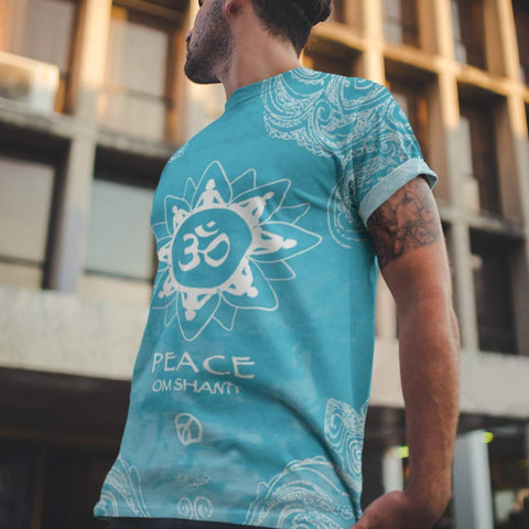 men's spiritual om shanti yoga t-shirt by Sushila Oliphant for Apparel for the Spirit