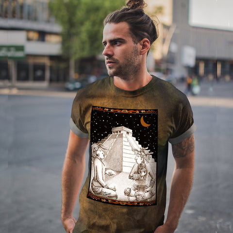 Mayan Shamans men's woke t-shirt in Chichen Itza, Mexico. Designed by Sushila Oliphant, Apparel for the Spirit.