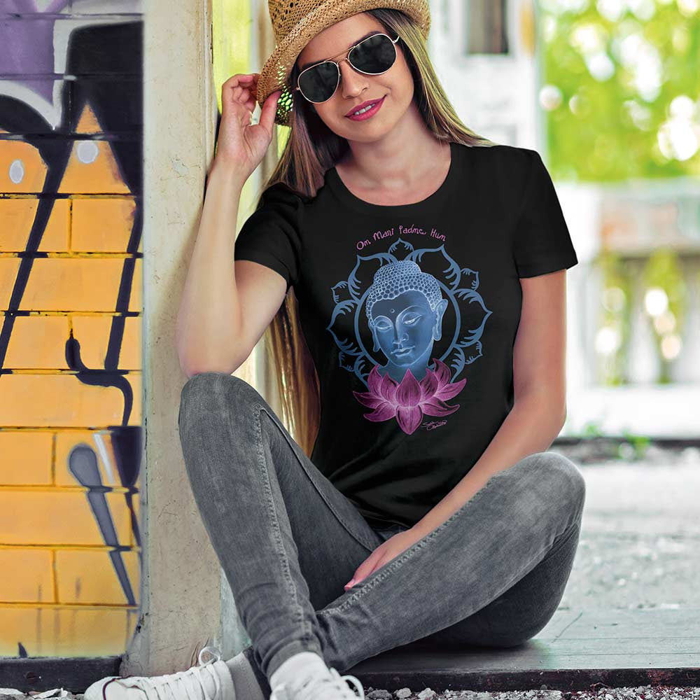 Buddha meditating t-shirt great for yoga by Sushila Oliphant for Apparel for the Spirit