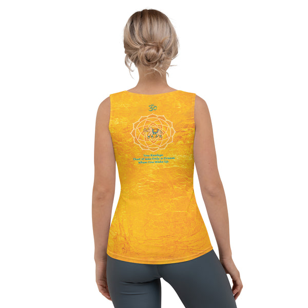 Women's Yoga tank top, Awaken to Higher Consciousness, with lotus, om sign, peace by Sushila Oliphant