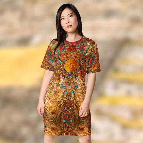 Aztec T-shirt Dress - Vibrant, colorful, stunning and cool. Artist Sushila Oliphant and Apparel for the Spirit.